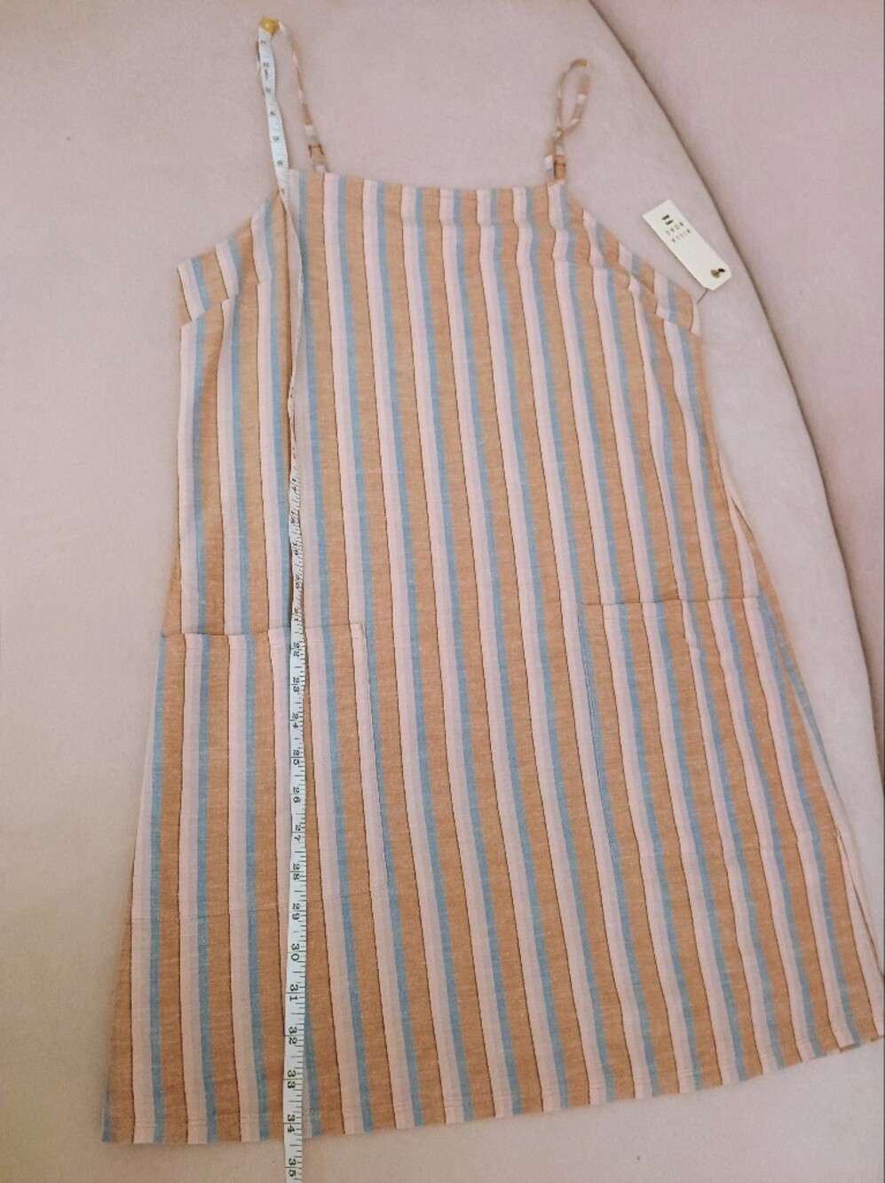 Billabong Striped Sleeveless Shift Dress With Pockets! Beach Casual Coastal NWT - Picture 8 of 9